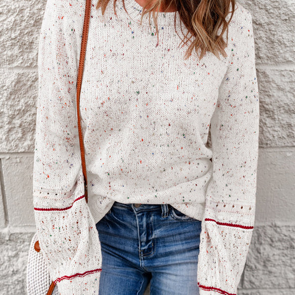 Noelle Detail Patterned Sleeve Sweater