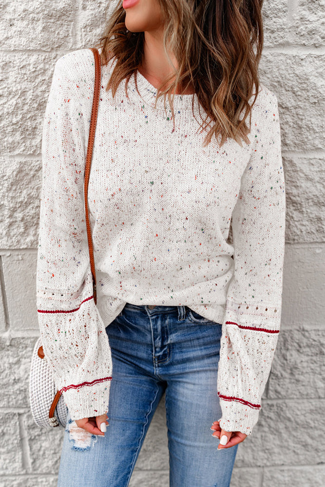 Noelle Detail Patterned Sleeve Sweater