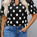  Nola Notched Balloon Sleeve Blouse