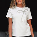  Nora Bow Embellished Round Neck Top