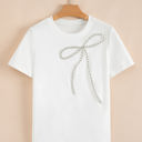  Nora Bow Embellished Round Neck Top