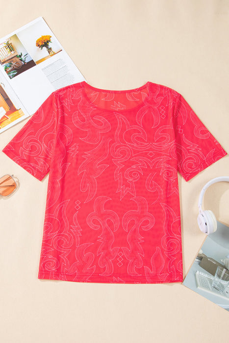 Nori Western Girls Mesh Top