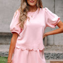  Nova Puff Sleeve Pearl Embellished Scallop Set