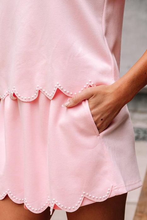 Nova Puff Sleeve Pearl Embellished Scallop Set