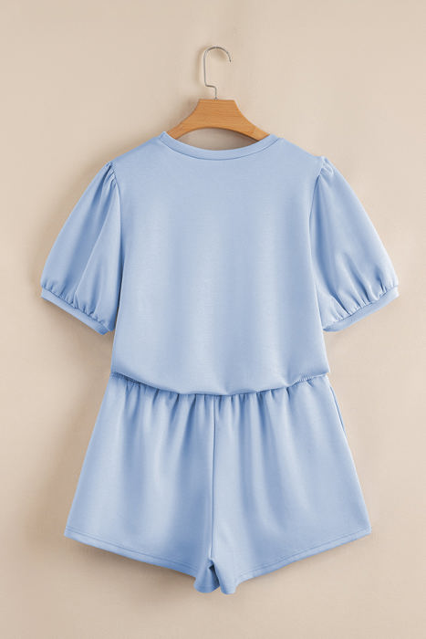 Nova Puff Sleeve Pearl Embellished Scallop Set