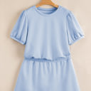 Beau Blue XL Nova Puff Sleeve Pearl Embellished Scallop Set