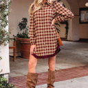  Novalee Mini Shirt Dress Long Sleeve Top