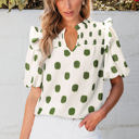  Nylah Polka Dot Shirred Yoke Blouse