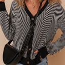  Nylah Stripe Front Herringbone Cardigan