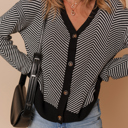  Nylah Stripe Front Herringbone Cardigan