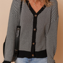  Nylah Stripe Front Herringbone Cardigan