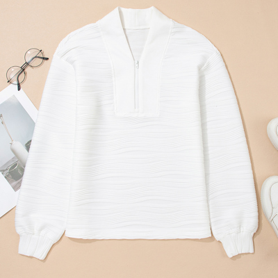 Nyomi Color Textured Zip Pullover