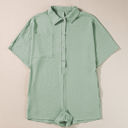 Green Large Nyomi Half Button Collared Loose Romper