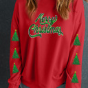Red XXL Ocean Patched Pattern Festive Sweatshirt