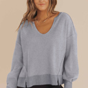 Gray Small Octavia Drop Shoulder Solid Sweatshirt