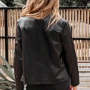  Olive Faux Leather Buttoned Front Boxy Jacket