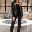  Olive Faux Leather Buttoned Front Boxy Jacket
