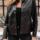  Olive Faux Leather Buttoned Front Boxy Jacket
