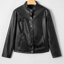  Olive Faux Leather Buttoned Front Boxy Jacket