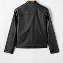 Olive Faux Leather Buttoned Front Boxy Jacket