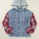 Beau Blue Large Olivia Hooded Raw Hem Jacket