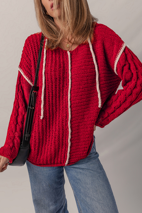 Olivia Knit Drawstring Hooded Sweater