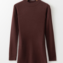 Coffee Small Olivia Mock Side Slit Sweater