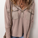 Dark Brown XL Olivia Patchwork Corded Drawstring Hoodie