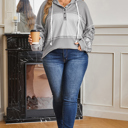  Olivia Patchwork Half Hooded Plus Top