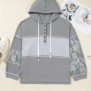  Olivia Patchwork Half Hooded Plus Top