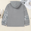  Olivia Patchwork Half Hooded Plus Top