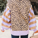  Olivia Stripe Leopard Casual Sweatshirt