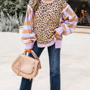  Olivia Stripe Leopard Casual Sweatshirt