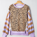  Olivia Stripe Leopard Casual Sweatshirt