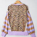  Olivia Stripe Leopard Casual Sweatshirt