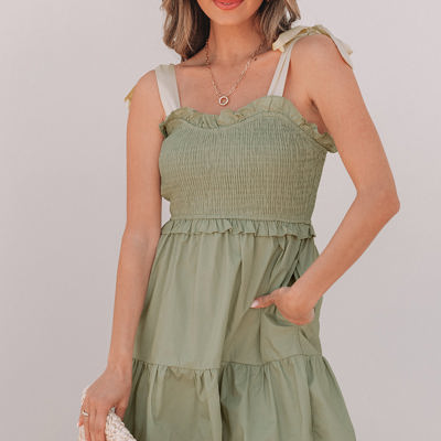 Opal Smocked Self-tie Straps Ruffled Dress