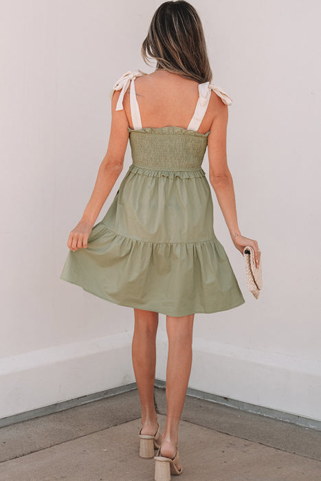 Opal Smocked Self-tie Straps Ruffled Dress