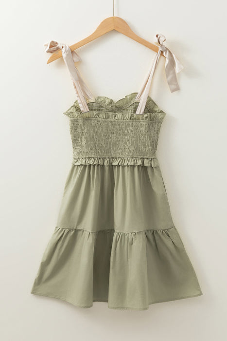 Opal Smocked Self-tie Straps Ruffled Dress