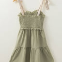  Opal Smocked Self-tie Straps Ruffled Dress