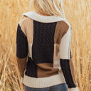  Paige Cable Knit Sleeve Buttons Collared Sweater