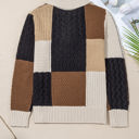  Paige Cable Knit Sleeve Buttons Collared Sweater