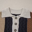  Paige Cable Knit Sleeve Buttons Collared Sweater