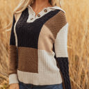 Multicolour XL Paige Cable Knit Sleeve Buttons Collared Sweater