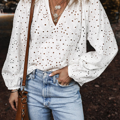 Paige Eyelet Embroidered Puff Sleeve Blouse