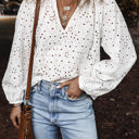 White Medium Paige Eyelet Embroidered Puff Sleeve Blouse