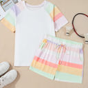  Paislee Rainbow Striped T Shirt and Shorts Set