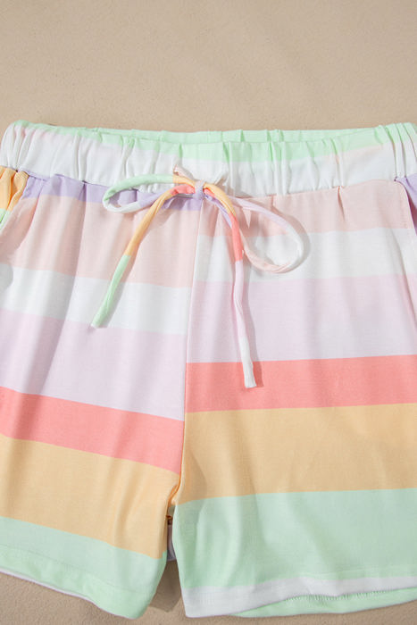 Paislee Rainbow Striped T Shirt and Shorts Set