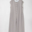  Paisley Checkered Buttoned Crew Neck Wide Leg Jumpsuit