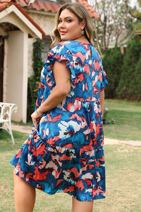 Palmer Plus Size Ruffled Short Sleeve Dress