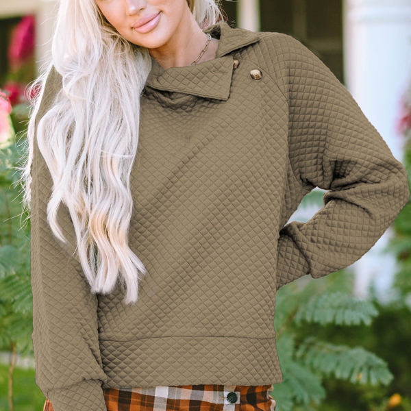 Palmer Quilted Buttoned Neckline Sweatshirt